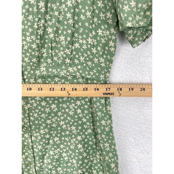 Able Midi Dress Women’s L Green Floral Button Front Boho Vintage 90s NWT - Picture 5 of 9